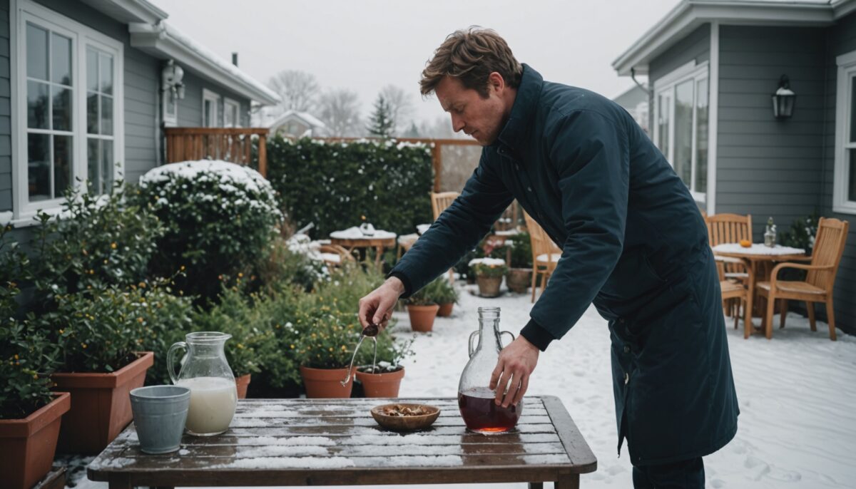 Terrasse verglacée : comment le vinaigre a évité la chute et sauvé notre hiver (astuce étonnante