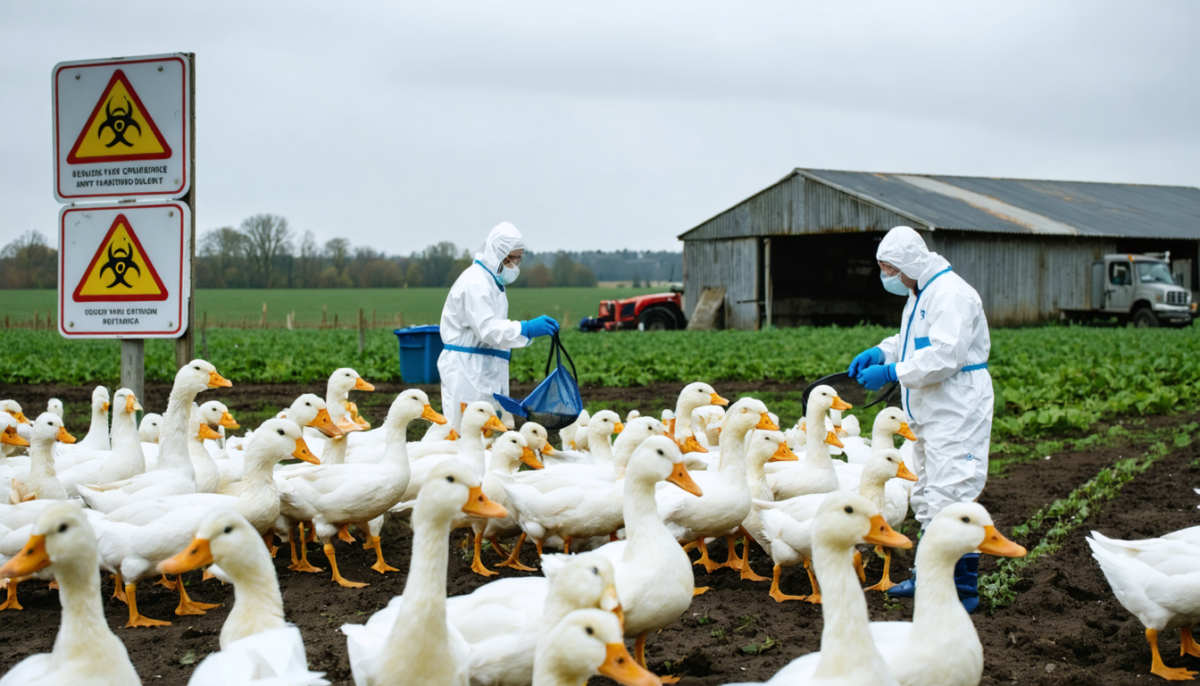 la bretagne placée en vigilance suite à la détection d'un foyer de grippe aviaire dans un élevage de canards, mesures de prévention et recommandations en cours.