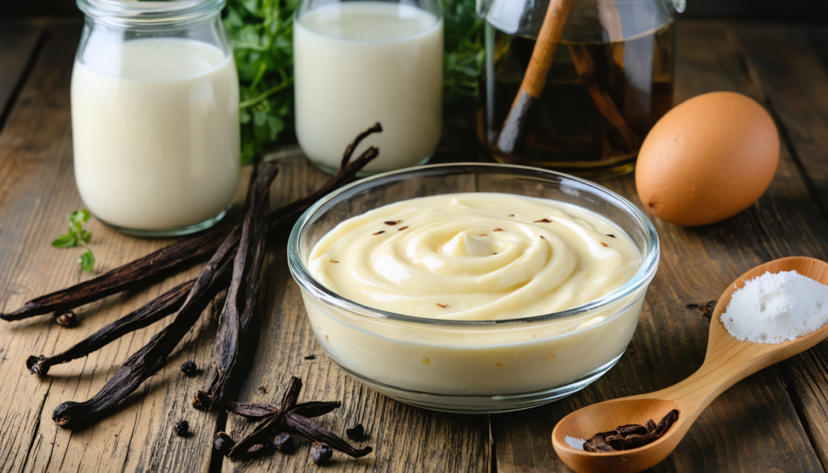 découvrez notre crème vanille maison, une douceur onctueuse et naturelle, sans additifs, pour savourer l'authenticité à chaque cuillerée.
