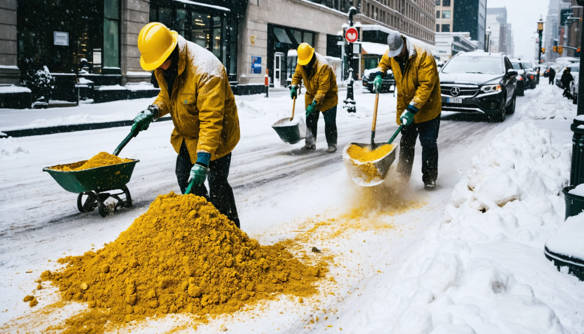 découvrez comment une ville innovante lutte contre la neige et le verglas en utilisant un ingrédient culinaire surprenant pour assurer la sécurité et le déneigement.