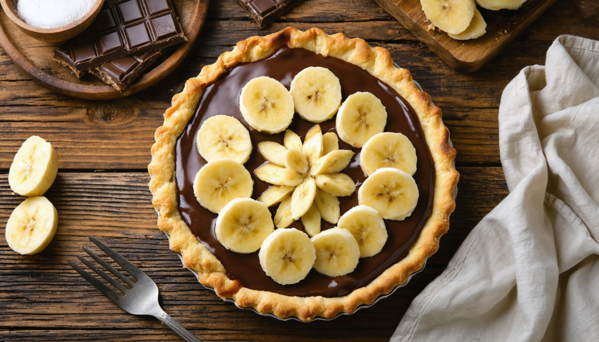 découvrez la tarte banane-chocolat, un dessert gourmand et facile à préparer qui ravira tous les amateurs de saveurs sucrées.