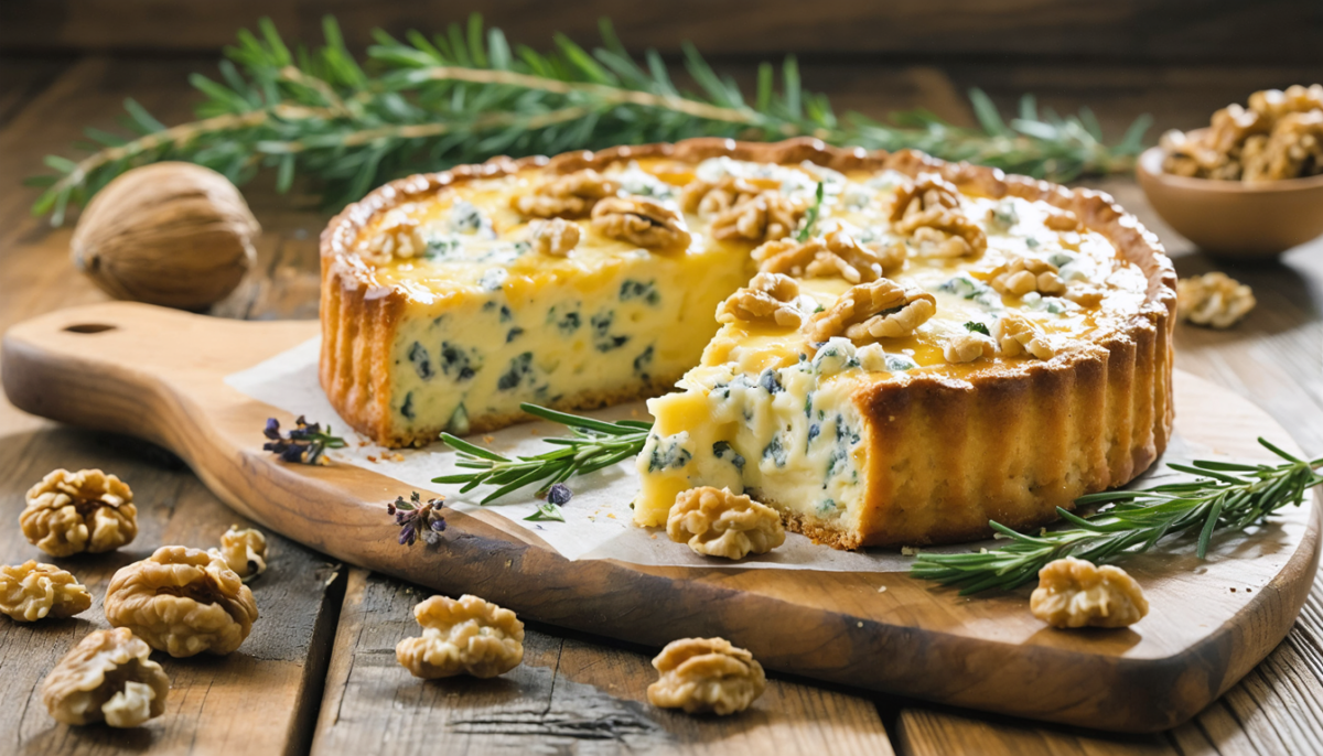 savourez un cake gourmand à la fourme et aux noix, encore plus délicieux qu'une quiche, prêt en seulement 10 minutes pour un repas rapide et savoureux.
