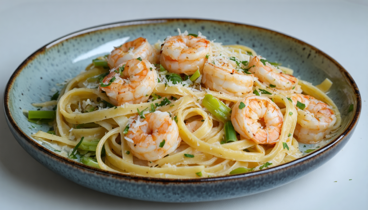 découvrez notre recette irrésistible de linguine aux poireaux et crevettes, un plat savoureux qui séduira tous les amateurs de cuisine gourmande et raffinée.