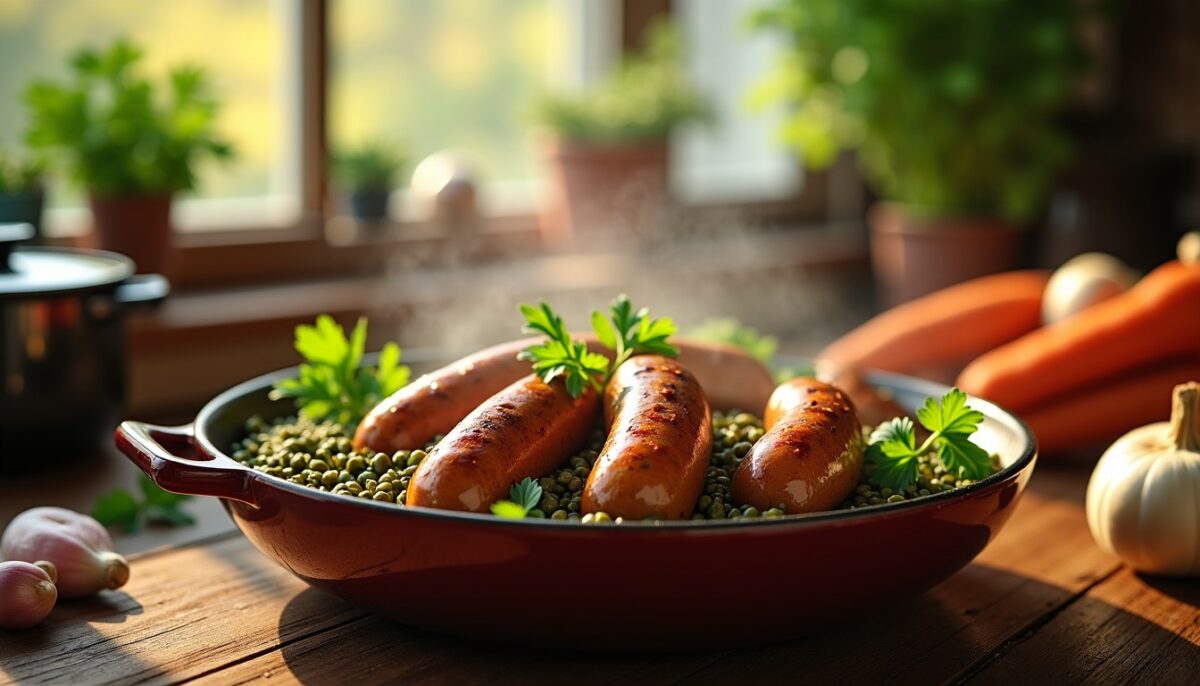 Lentilles et saucisses : la recette incontournable, simple et pleine de saveurs